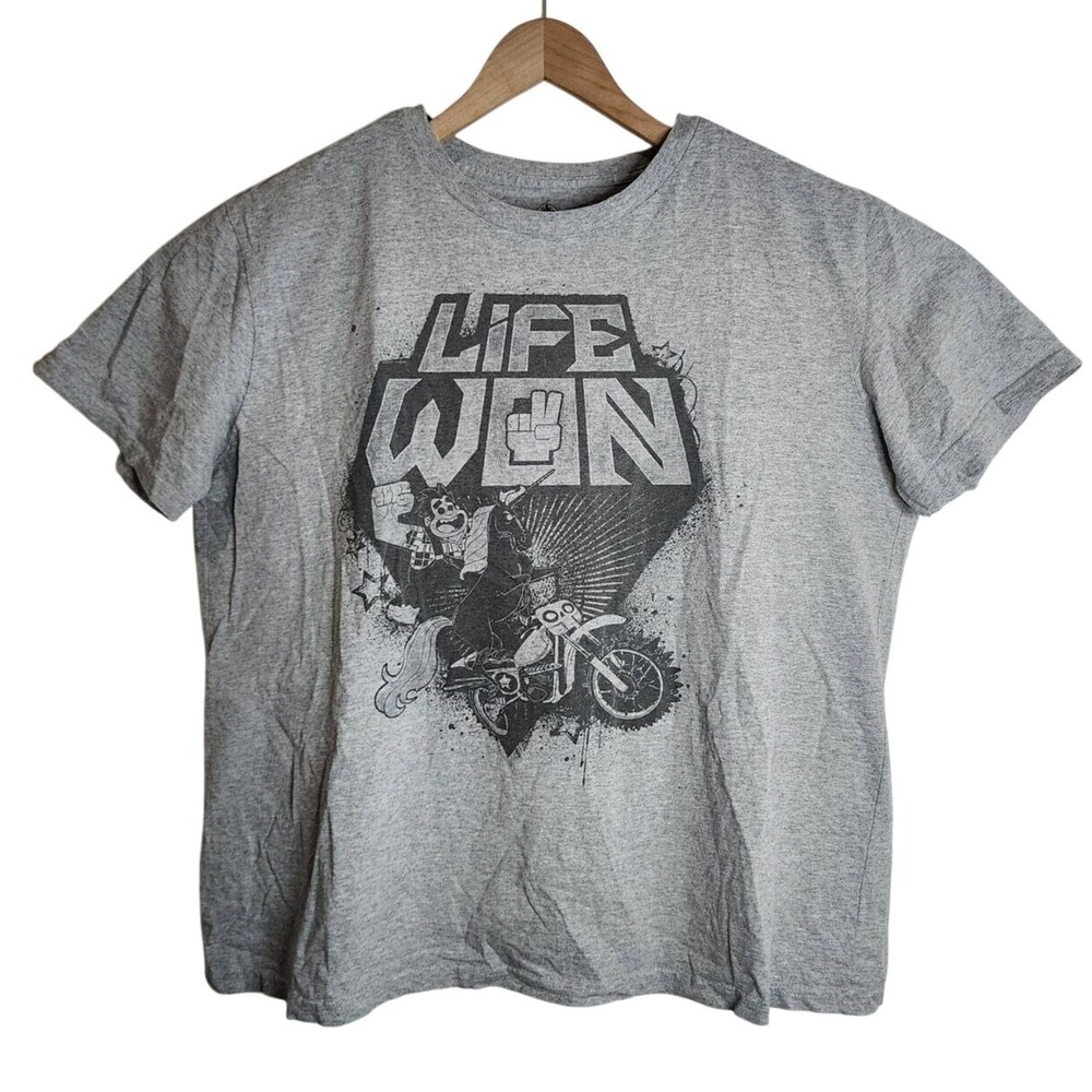 Disney Shirt Men's XL Wreck It‎ Ralph "Life Won" Short Sleeve Grey